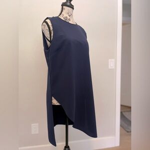 White House Black Market Asymmetrical tunic Navy top